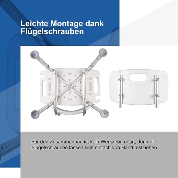 Duschstol, Höjdjusterbar, Ergonomisk Design,VIT