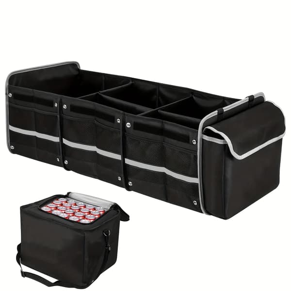 Bagagerumsorganisator, Foldbart Design, 3 Rum Opbevaring,sort