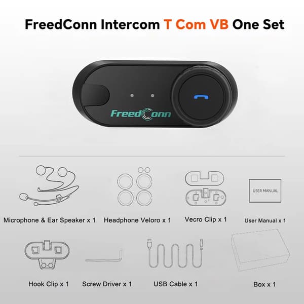 Moottoripyöräintercom, Bluetooth 5.1, tukee 6 ratsastajaa,VB Yksi Setti
