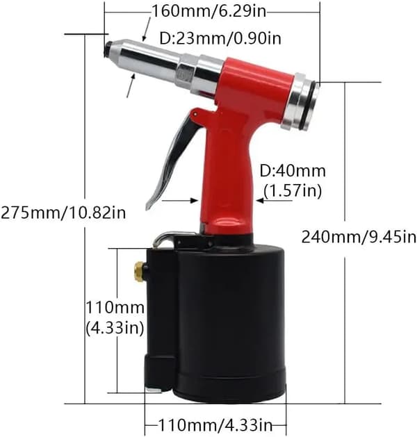 Pneumatisk Nitarmutterpistol, Ergonomisk Design, Mångsidiga Munstycksalternativ,RÖD