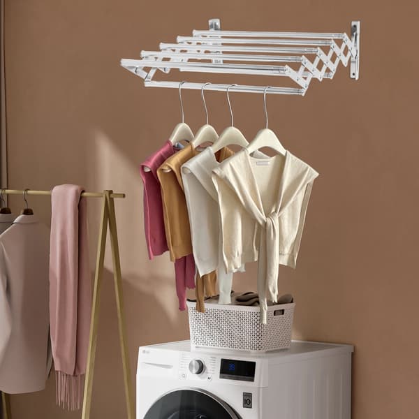 Klädtorkställning, Väggmonterad, 7 Torkstänger,Silver