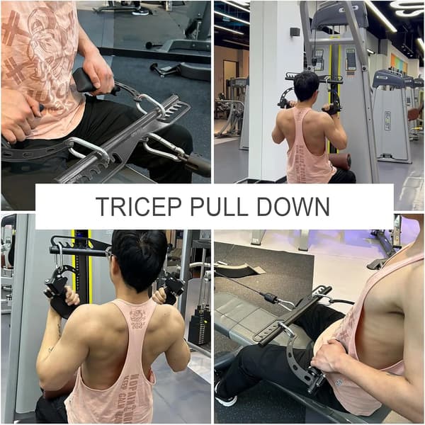 Lat Pulldown Kabeltillbehör, Tungt Stål, Halkfria Grepp,SVART-BSP06