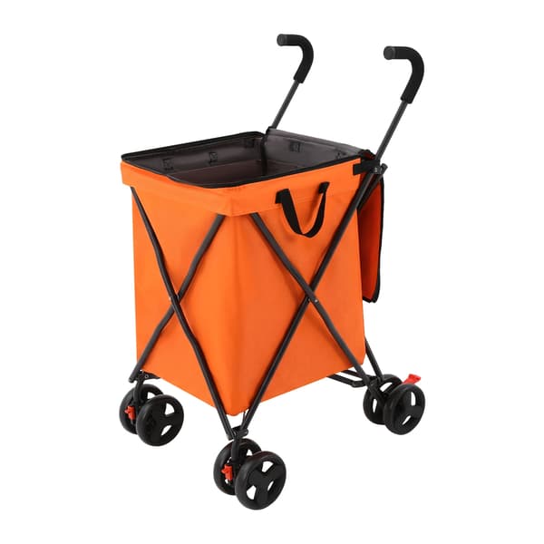 Inköpskorg, Fällbar Design, Gummihjul,Orange