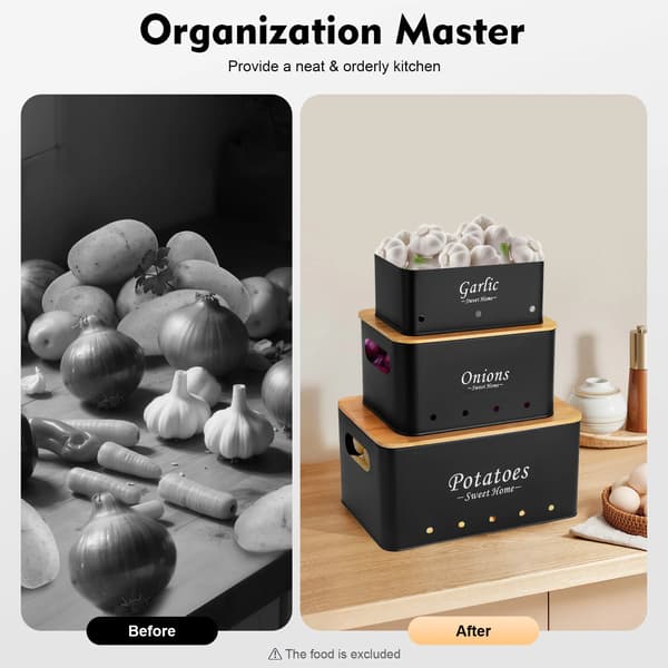 Matförvaringskorgar, Stapelbar Design, Hållbart Material,Svart