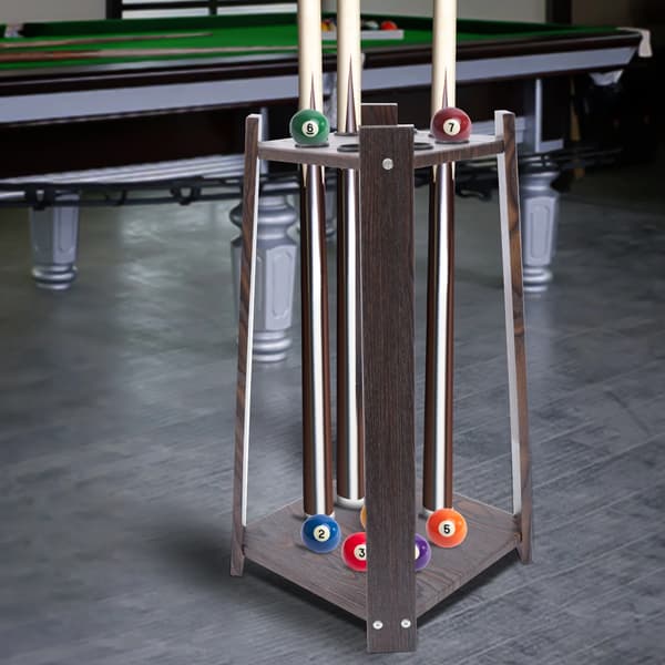 Billardkø Rack, 8-Huls Stativ, Holdbar Gulvmontering,Brun