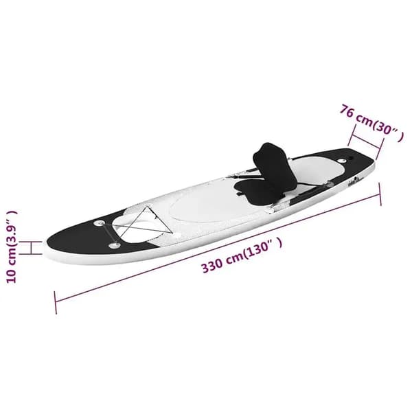 Stand-Up Paddleboard, Hållbar PVC, Stabil Design,svart