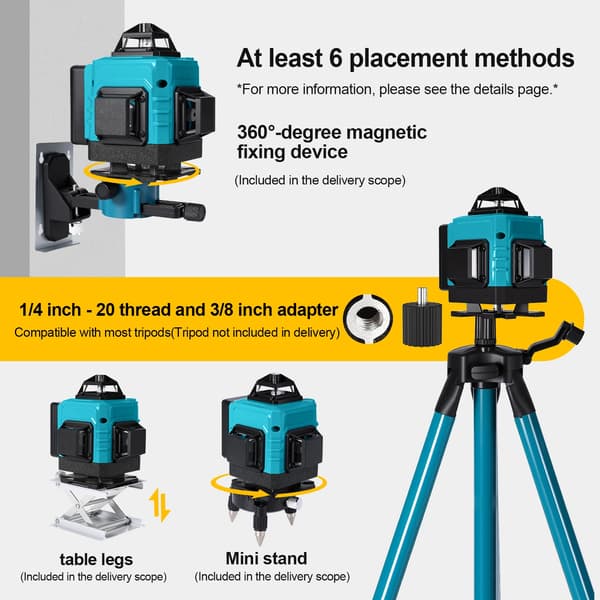 Laser Niveau, Selvnivellerende, 360° Synlighed,Plastikboks