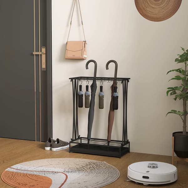 Paraplyställ, Pulverlackerat Stål, Modern Design, svart