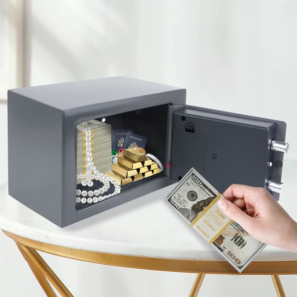 Elektroniskt valv, 4,6L kapacitet, 2mm solid stålmaterial, programmerbar digital kodlås, vägg- och golvmonterbar, avtagbar partition