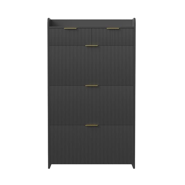 Sko Skab, Multi-Niveau Opbevaring, Moderne Design,Sort-B