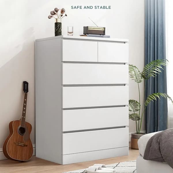 byrå, 6 lådor för förvaring, modern design,Vit