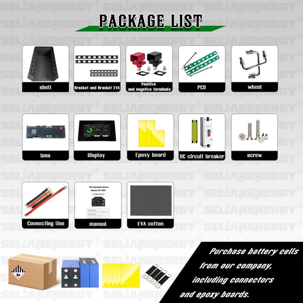 Batteriboks, 48V, 200A Smart BMS Kit,Med BMS LCD
