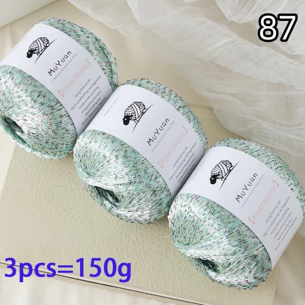 Glitter Garn, 3-Pak, Egnet til Strikning og Håndværk,87