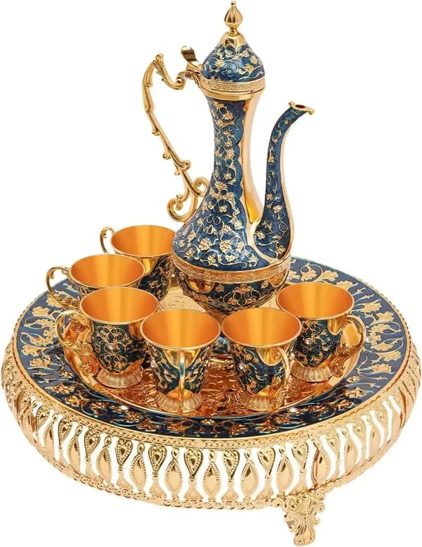 Teapot Sæt, Ergonomisk Design, Holdbar Konstruktion,Guld, Otte-dels Sæt