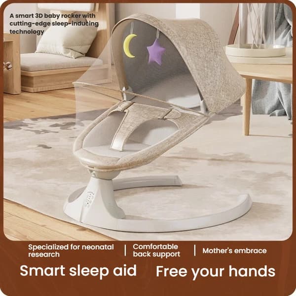 Gyngestol/Barnevogn, Bluetooth-forbindelse, Pladsbesparende design,XM3-KHAKI