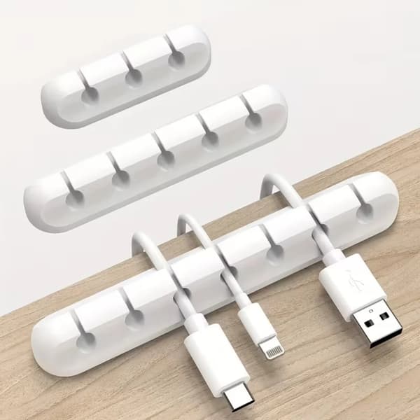 Kabelorganisator, Multi-Hul Konfiguration, Selvklæbende Design,12.3cm-a, HVID-b