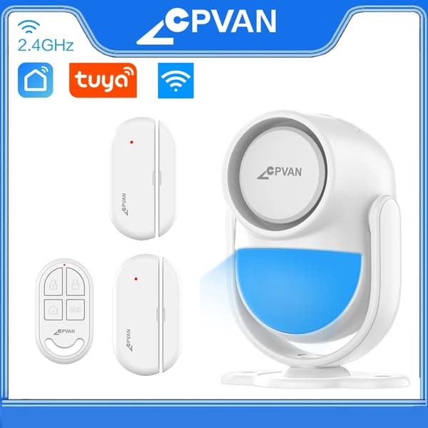 Rörelsedetektor Alarm, Högkänslig Sensor, 120dB Ljud,Kit B Vit