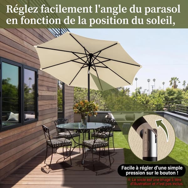 Terrasseparasol, Holdbar Polyesterdug, Justerbar Tiltmekanisme,beign