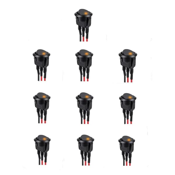 Rocker Switch, Belyst Vippeswitch, 3-Pins Konfiguration,10PCS Gul