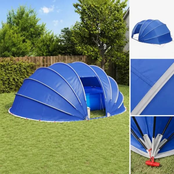 Pooldække, Anti-UV Materiale, Værktøjsfri Samling,Blå
