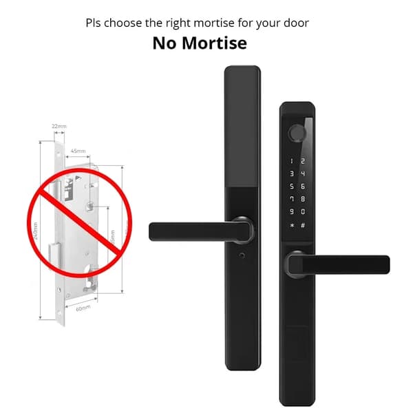 Smart Lås, Fingeravtrycksåtkomst, Smartphonekontroll,Tuya(Bluetooth), Ingen mortise