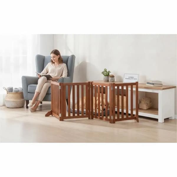 Hundesikkerhedsbarriere, Foldbart Design, Dobbelt-Sidet Brug,brun