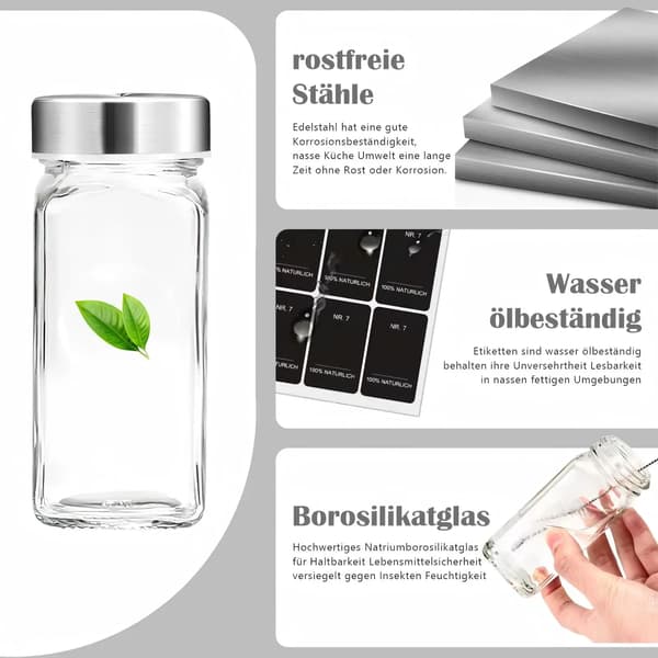 Krydderiglas Sæt, Lufttæt Design, Inkluderer Etiketter,35 PCS