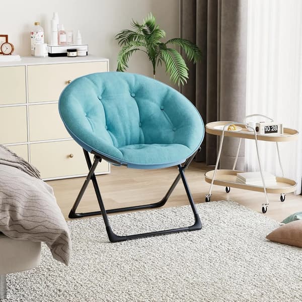 Månstol, Fällbar Design, Mjuk Polstrad Sits,Grön