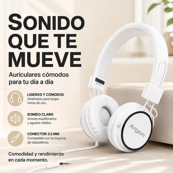 Kablede hovedtelefoner, surround stereo lyd, let justerbart design,Hvid