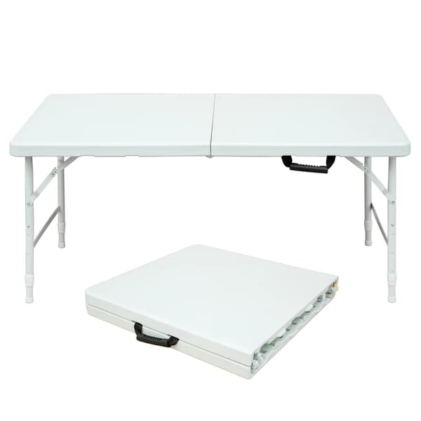 Fällbart Bord, Justerbar Höjd, Robust Design, Vit