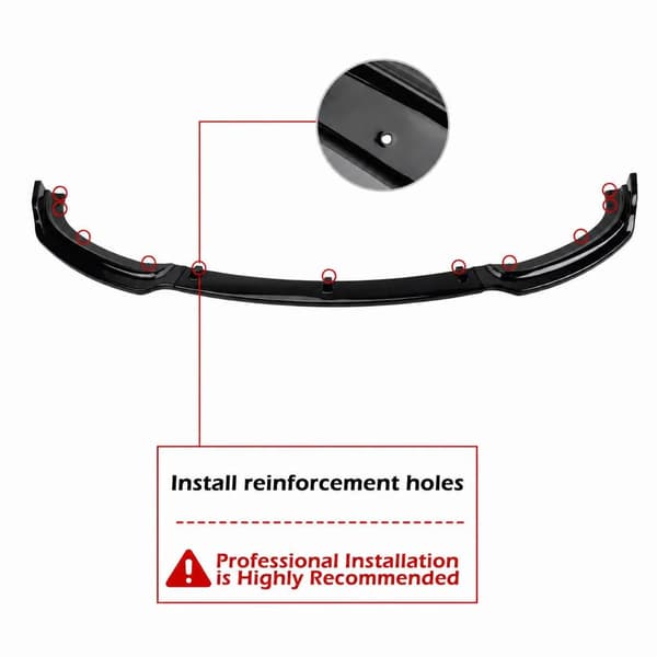 Front Bumper Lip Spoiler, ABS Materiale, Nem Installation,sort