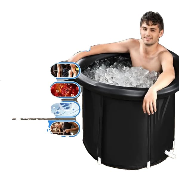 Oppustelig Badekar, 290L Kapacitet, Bærbart Design,sort