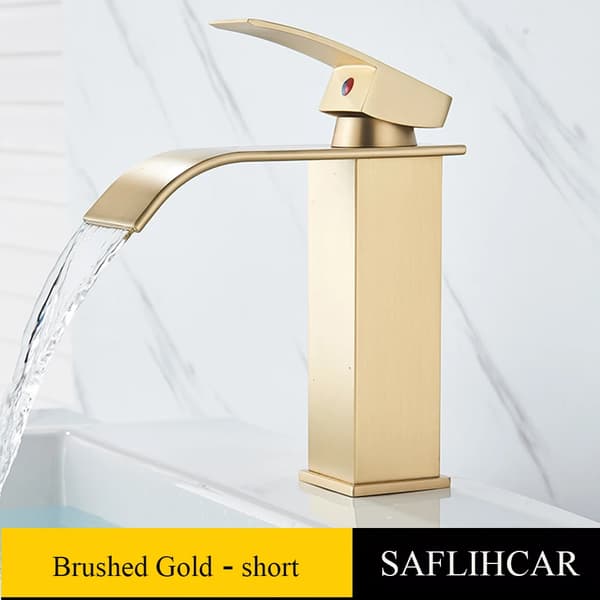 Basinblandare, Mässingsmaterial, Kromfinish,Borstad Guld