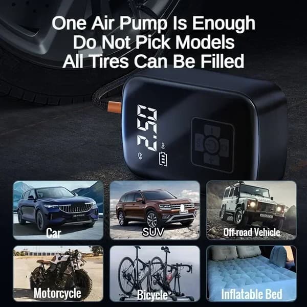 Billuftpump, Snabb Uppblåsning, Bärbar Design, Batteridriven