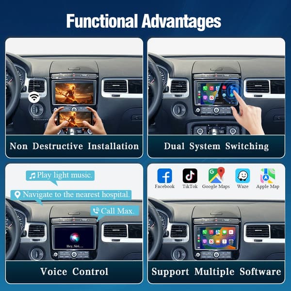 Trådløs Carplay Android Auto, Smartphone Integration, Navigationssupport,8 tommer Skærm RNS850