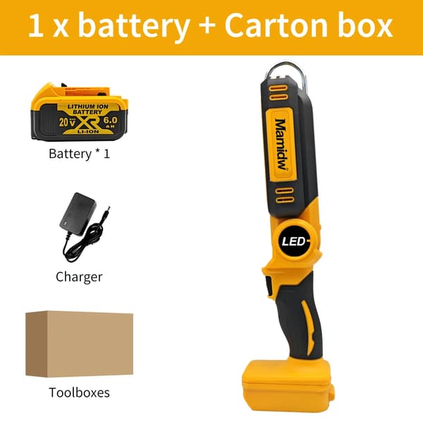 LED Arbejdslys, Foldbart Design, Justerbare Lysstyrkeniveauer,1 batterisæt