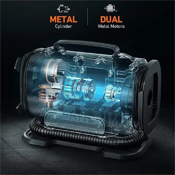 Luftkompressor, Dubbel Energi, Digitalt Tryckdisplay,AC-DC EU-kontakttyp