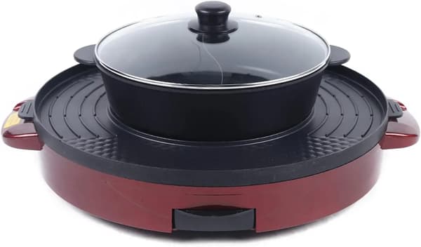 Elektrisk Grillfondue, 2200W Effekt, Rökfri Design,Brun