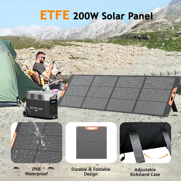 Bærbar Solpanel, 200W Strømudgang, Vandtæt Design,21v 200w