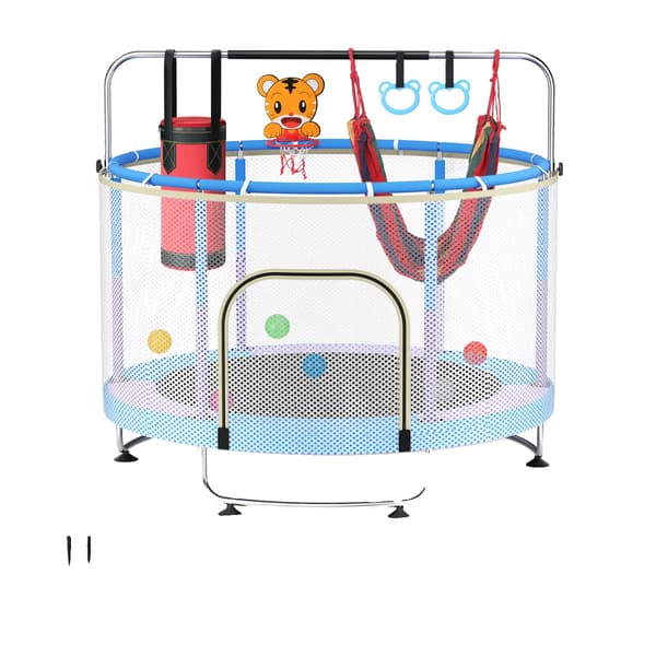 Trampolin, Justerbar Stang, Engagerende Tilbehør,Blå