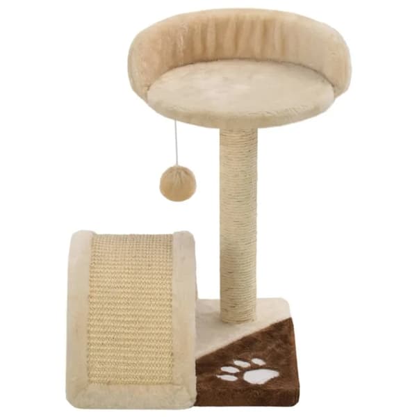 Kattträd, Hållbart Tyg, Dubbel Våning Design,Beige