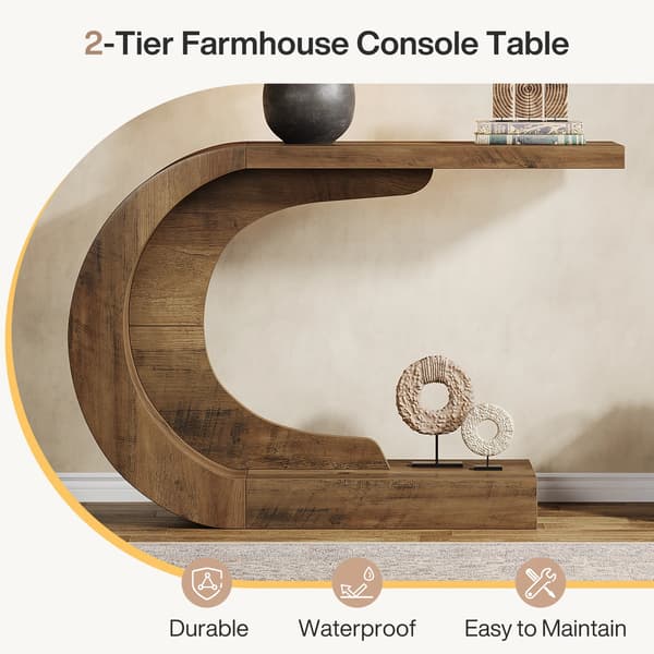 Konsolbord, C-formad design, Mångsidig användning,Brun