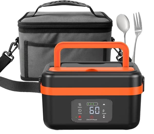 Trådlös Värmelunchlåda, Uppladdningsbart Batteri, Smart Timer,EU PLUG-a, Blå