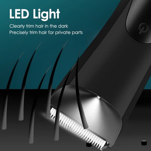Kropsbehåringstrimmer, LED-lys, genopladeligt batteri,sort