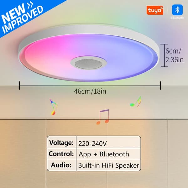 Loftlampe, RGB-farver, Bluetooth-højttaler,46CM