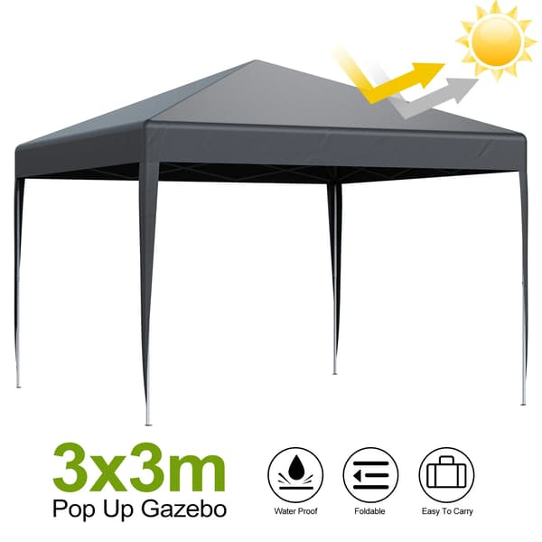 Pop-Up Gazebo, UV-skydd, Vattentålig Markis,Grå 3X3M