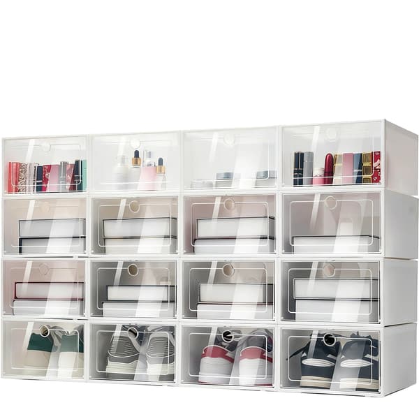 Skoopbevaringsboks, Stabelbar Design, Ventileret Struktur,Hvid 16-dels
