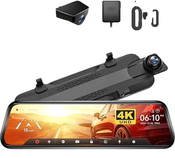 Dashkamera, 4K videokvalitet, dubbla linser, GRATIS 64G TF, HW-KIT INGÅR