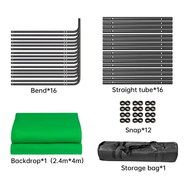 Fotografi Bakgrundsställ, 2,4m x 4m Storlek, Hållbart Muslinmaterial,Grön