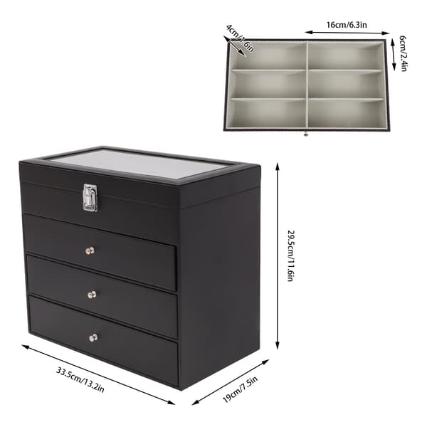 Sunglass Organizer, Multi-Layer Design, Støvfri Opbevaring,sort